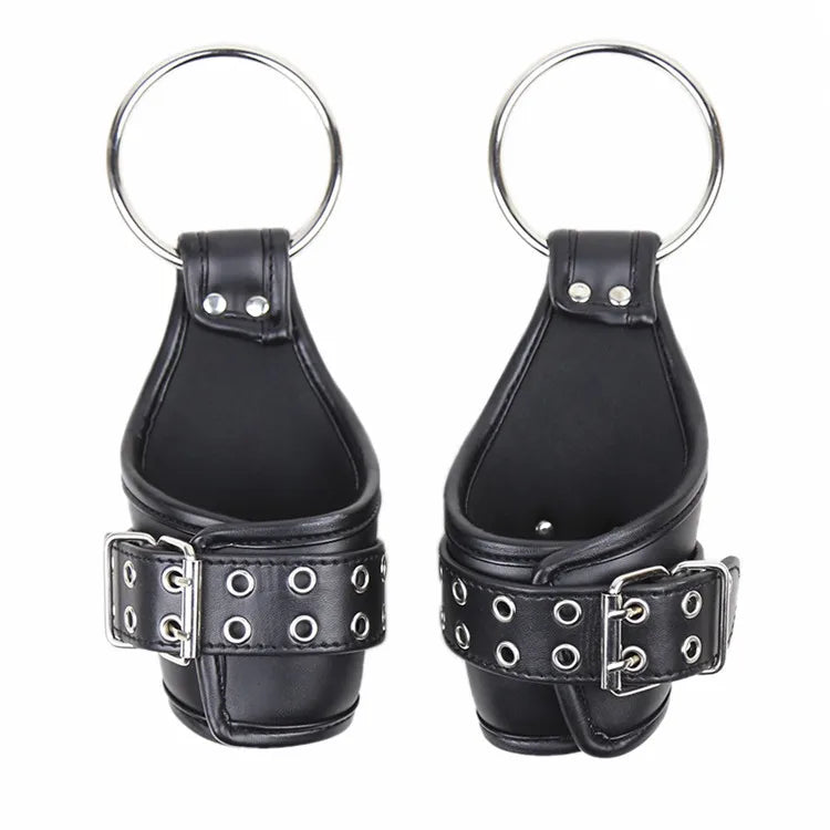 Adjustable Leather Restraint Strap Set with Locks
